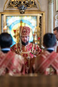 Архиерейское богослужение в Преображенском храме погоста Старый Спас деревни Легчищево