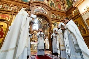 Архиерейское богослужение в Преображенском соборе города Люберцы