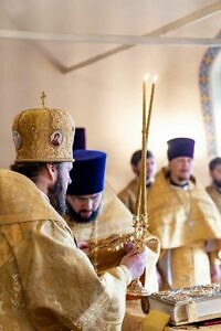 Архиерейское богослужение в Преображенском храме села Спас-Темня