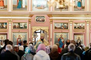 Архиерейское богослужение в Преображенском храме села Спас-Темня