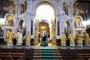 Архиереи Московской митрополии сослужили Святейшему Патриарху в день 14-й годовщины интронизации