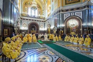 Божественная литургия в Храме Христа Спасителя в Москве