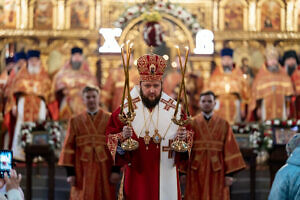 Божественная литургия в Соборе Всех святых в земле Русской просиявших города Домодедово