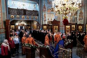 Божественная литургия в Соборе Всех святых в земле Русской просиявших города Домодедово