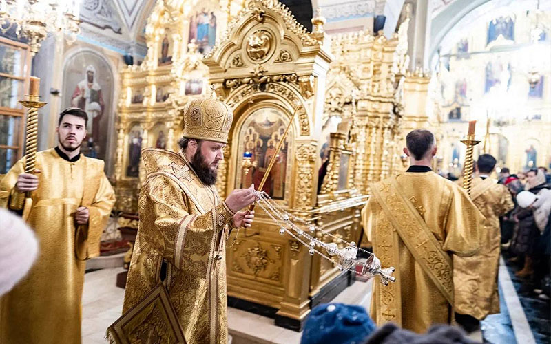 Архиепископ Аксий совершил всенощное бдение в Троицком кафедральном соборе Подольска 02 12 2023