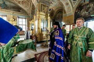 Архиерейское богослужение в день памяти преподобного Аксия Кашкаранского в Троицком кафедральном соборе Подольска