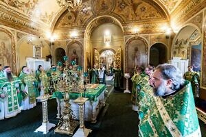 Архиерейское богослужение в день памяти преподобного Аксия Кашкаранского в Троицком кафедральном соборе Подольска